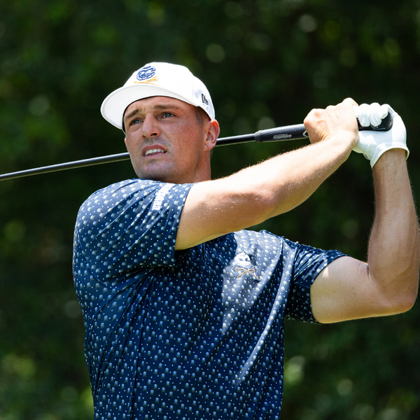 A picture of Bryson DeChambeau celebrating his 2024 U.S. Open win at Pinehurst No.2